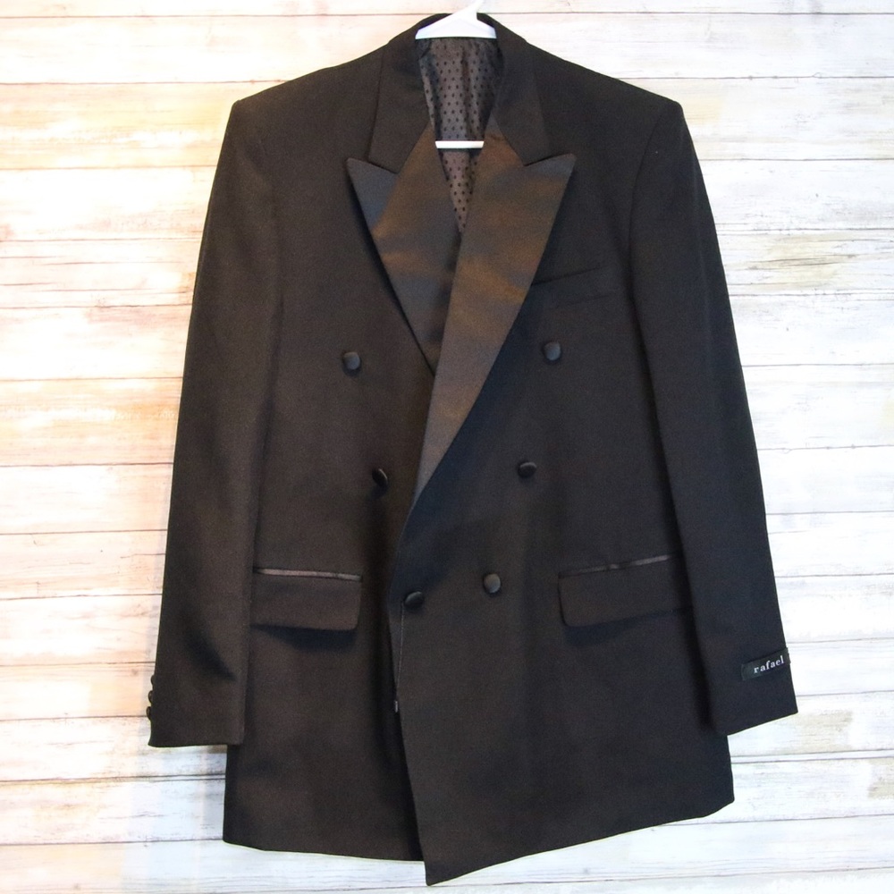 New Rafael black tuxedo blazer sz 38